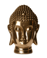 Beautiful golden Buddha sculpture isolated on white