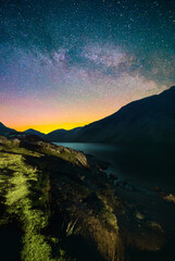 Fototapeta na wymiar The Milky Way over Scafell Peak & Wast Water in Lake District National Park, Cumbria, UK