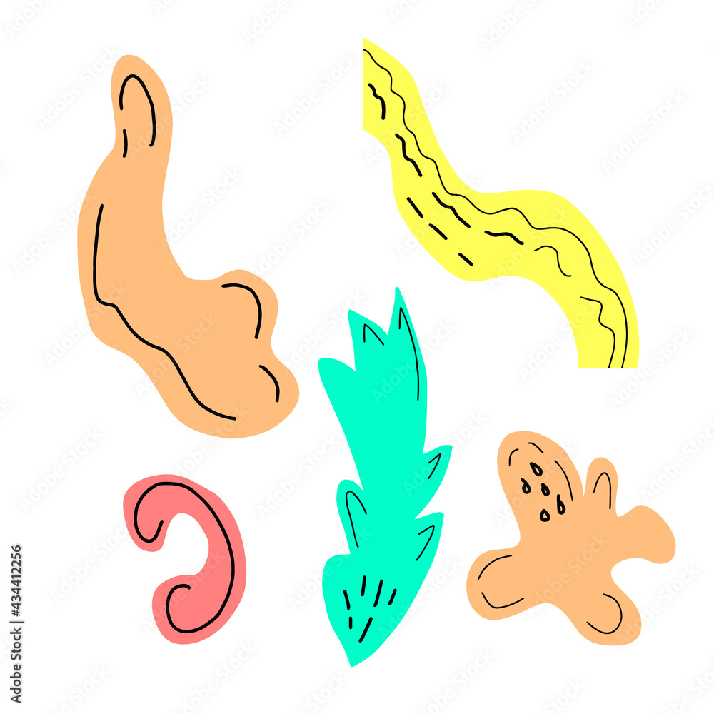 Aufkleber decorative abstract collection with colorful doodles and abstract shapes. hand-drawn. vector illustr