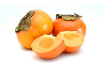 Slice persimmon  isolated on white background