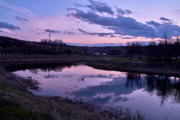 sunset over the lake