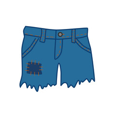 Women's light denim shorts. Front view on a white background. Vector illustration.