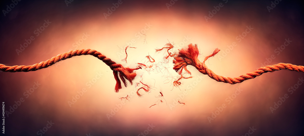 Wall mural Broken Rope - Failure And Break Concept - This Image Contain Motion Blur With Stroboscopic Effect