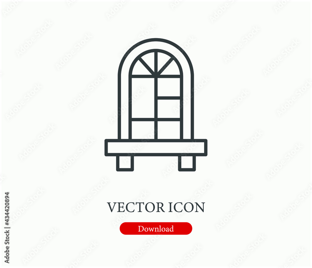 Poster window vector icon. editable stroke. symbol in line art style for design, presentation, website or a