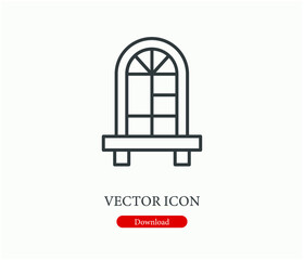 Window vector icon.  Editable stroke. Symbol in Line Art Style for Design, Presentation, Website or Apps Elements. Pixel vector graphics - Vector