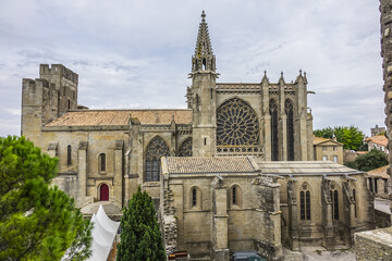 Fototapeta na wymiar Roman Catholic minor Basilica of Saints Nazarius and Celsus in Carcassonne, France. Basilica of Saints Nazarius and Celsus is 