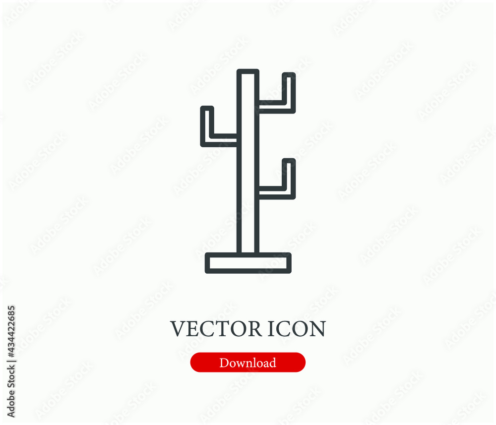Aufkleber coat stand vector icon. editable stroke. symbol in line art style for design, presentation, website 