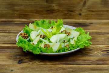 Waldorf salad on a wooden table