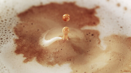 Freeze motion of macro shot of coffee drop