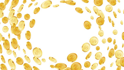 Golden coins explosion. Casino jackpot or win concept.