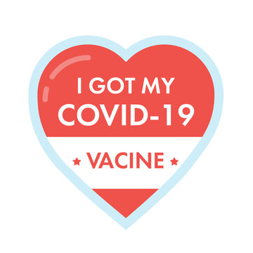 I Got My Covid19 Vaccine. Red Heart Pattern. The Icon For Printing. To Notify Employees About Vaccination