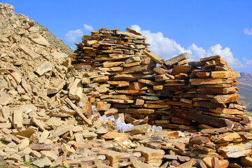 Rusty Stone Bricks in Mountains 