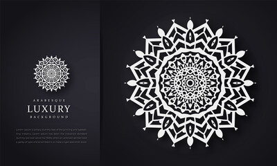 Vector vintage visiting card set. Floral mandala pattern and ornaments. Oriental design Layout. Islam, Arabic, Indian, ottoman motifs. Front page and back page. Vector mandala