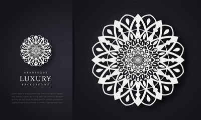 Vector vintage visiting card set. Floral mandala pattern and ornaments. Oriental design Layout. Islam, Arabic, Indian, ottoman motifs. Front page and back page. Vector floral mandala