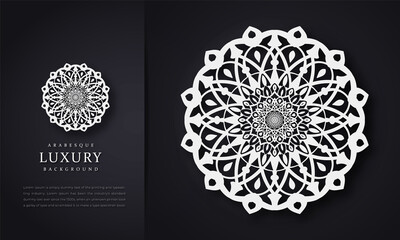 Vector vintage visiting card set. Floral mandala pattern and ornaments. Oriental design Layout. Islam, Arabic, Indian, ottoman motifs. Front page and back page. Vector floral mandala relaxation 