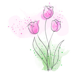 vector background with pink tulips