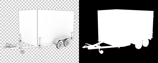 Cargo trailer isolated on background with mask. 3d rendering - illustration - obrazy, fototapety, plakaty