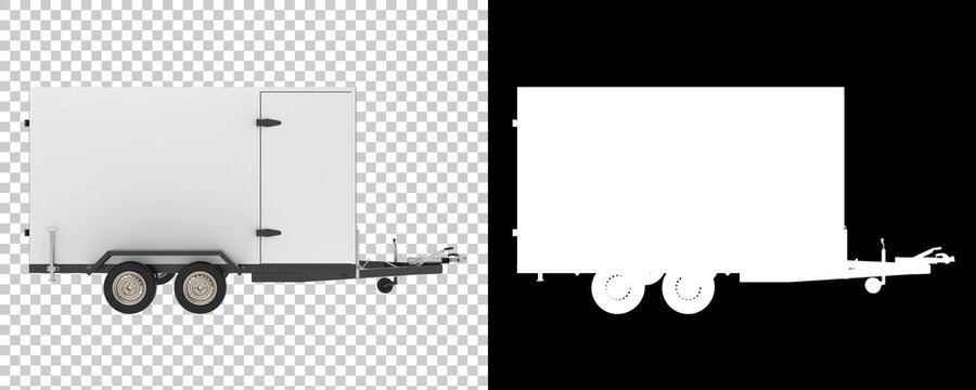 Cargo trailer isolated on background with mask. 3d rendering - illustration