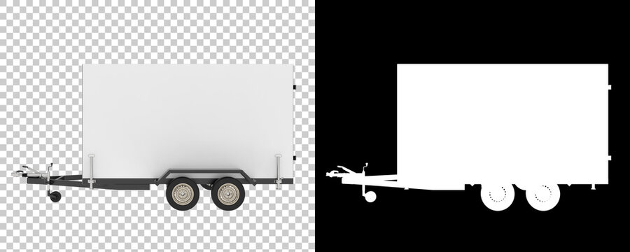 Cargo trailer isolated on background with mask. 3d rendering - illustration