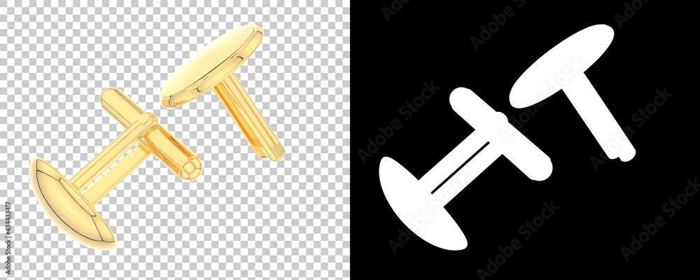 Poster cufflinks isolated on background with mask. 3d rendering - illustration