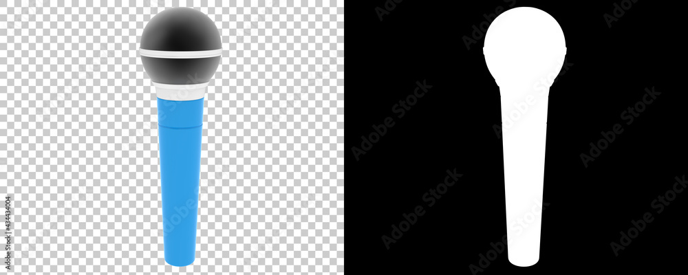 Aufkleber mike isolated on background with mask. 3d rendering - illustration