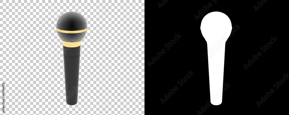Aufkleber mike isolated on background with mask. 3d rendering - illustration