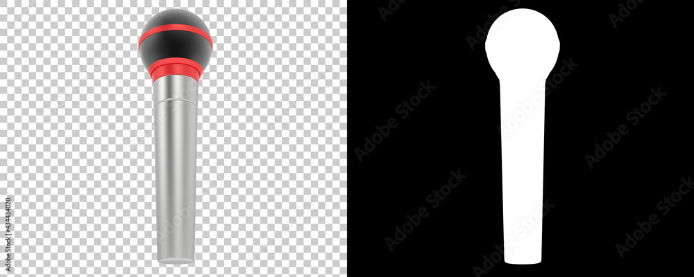 Aufkleber mike isolated on background with mask. 3d rendering - illustration