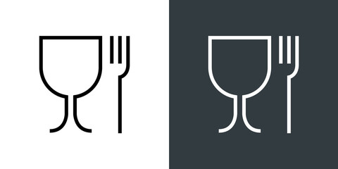 Food grade icon pictogram plastic contact fork and glass symbol. Food grade hygiene packaging sign