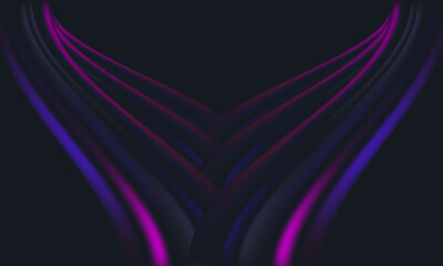 Dark abstract futuristic wavy layered multi colors background. 3d vector illustration.