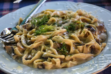 pasta with mushrooms, aegean herbs and cheese