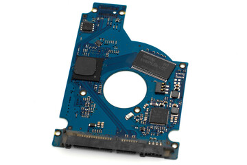 hard disk drive circuit board isolated on white
