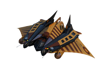 Front view 3D rendering of a science fiction space ship isolated on white. © IG Digital Arts