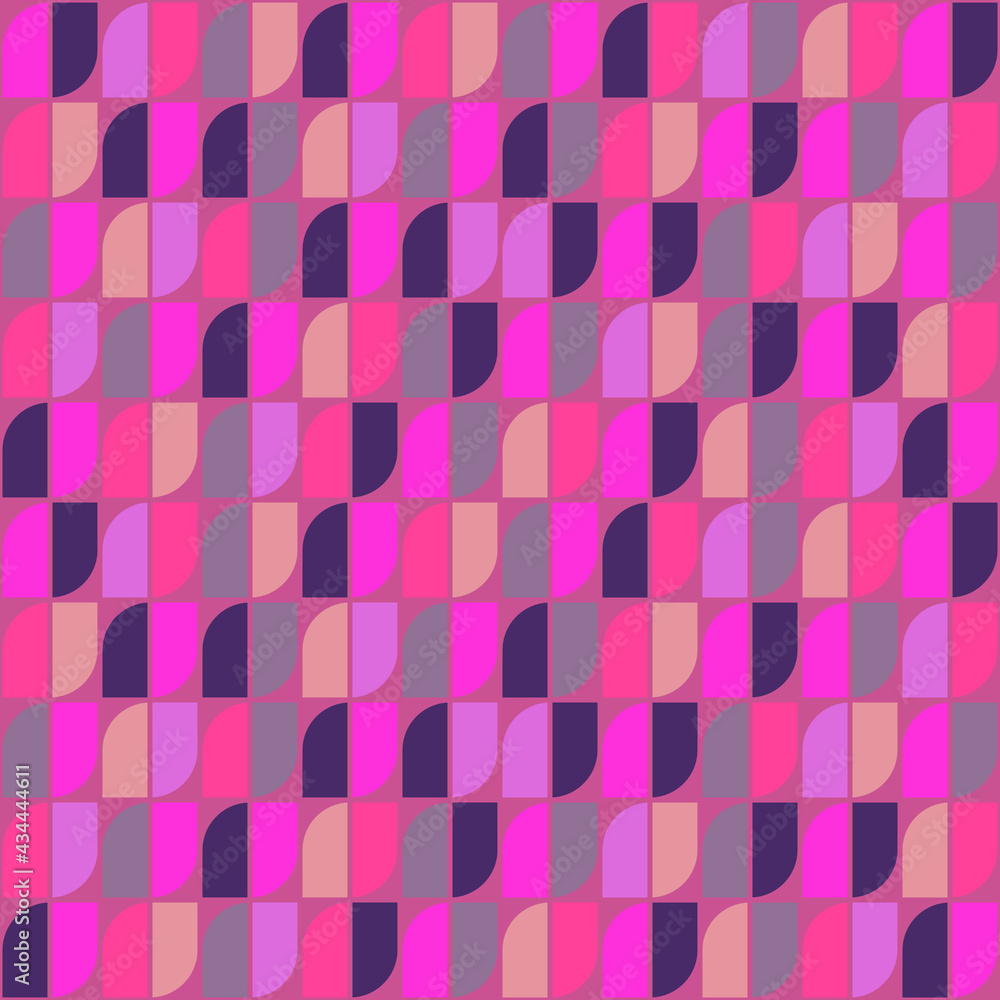 Poster pink geometric shapes make simple tile. half tile rounded and corners. vector pink decorative and br