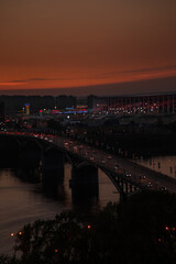 Nizhni Novgorod sunset bridge in summer