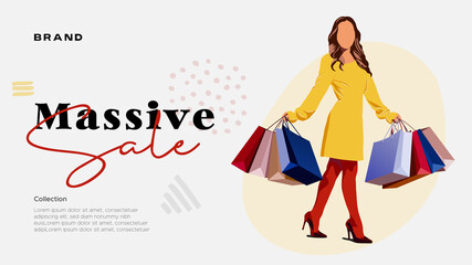 Shopping Illustration for Web/Landing Pages, Presentation & Social Media