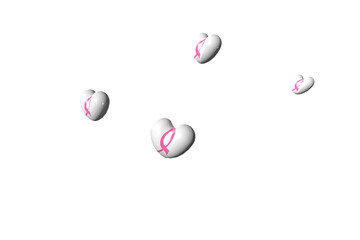 pink ribbon dressed balloon hearts