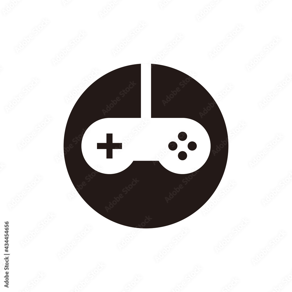 Aufkleber set of simple flat game icon illustration design, silhouette game symbol collection on circle shape 
