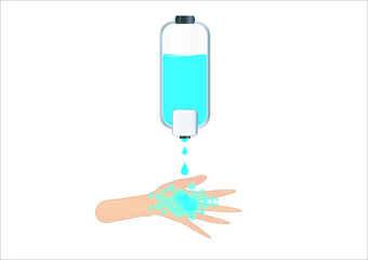 Washing hands with foam soap from Hand sanitizer dispenser machine protecting corona covid-19