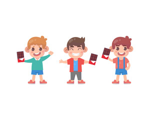 happy cute kids with chocolate