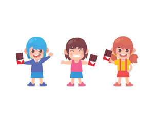 happy cute kids with chocolate