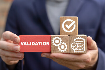 Business concept of validation. Valid and compliance. - obrazy, fototapety, plakaty