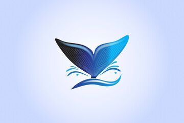Whale tail blue style icon vector logo beautiful design