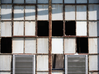 The remnants and empty shell of a once prosperous factory in southern New Jersey now sits empty and abandoned with broken windows