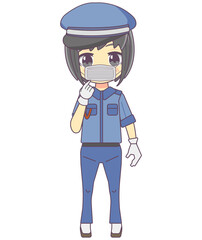 マスクをした女性警備員のイラスト素材