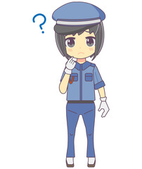 疑問を持つ女性警備員のイラスト素材