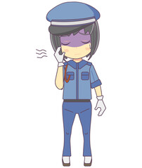 体調不良で顔色の悪い女性警備員のイラスト素材