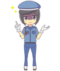 悪だくみをする女性警備員のイラスト素材