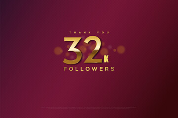 Thanks 32k followers with transparent gold circle background.