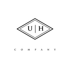 initial UH logo design vector
