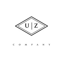 initial UZ logo design vector